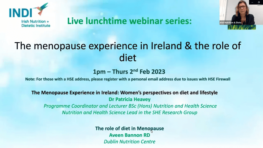The Menopause Experience in Ireland and the Role of Diet National