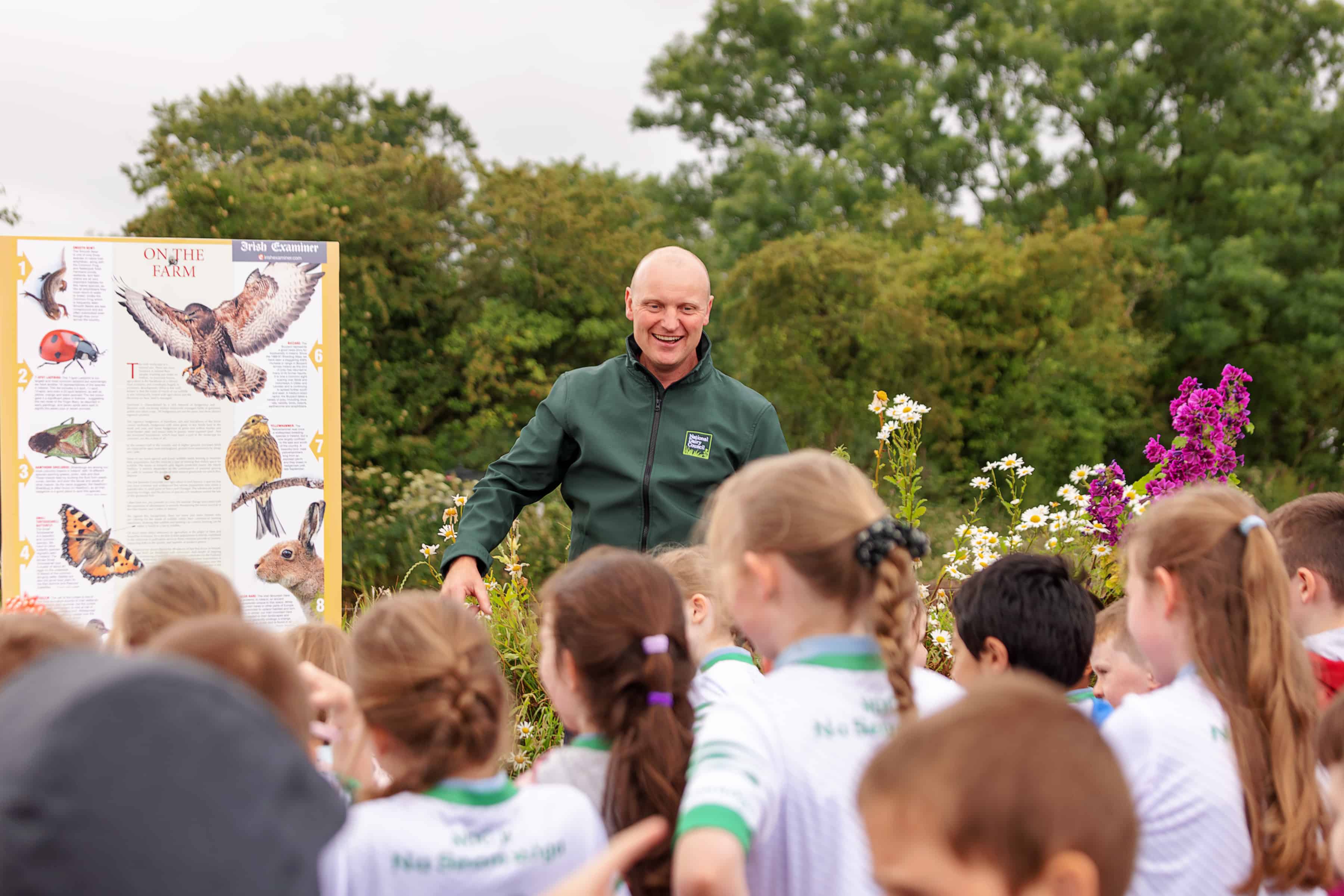 Irish Dairy Farmer Kevin Moloney Speaking to Pupils of Knockanore National School About Biodiversity On Farm