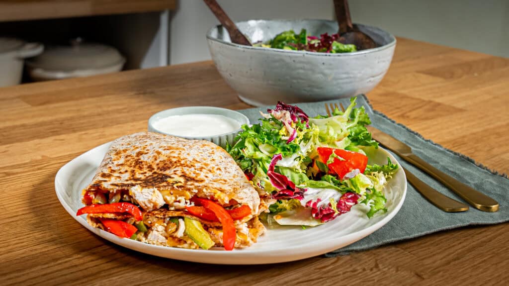 Cheesy Chicken Quesadilla With Side Salad Recipe - National Dairy Council Ireland